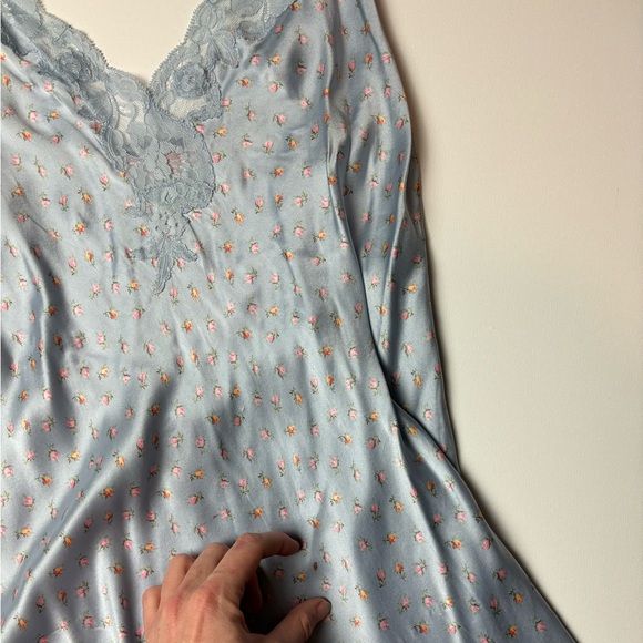 Blue Floral Victoria’s Secret Slip Dress with Lace - Picture 2 of 10